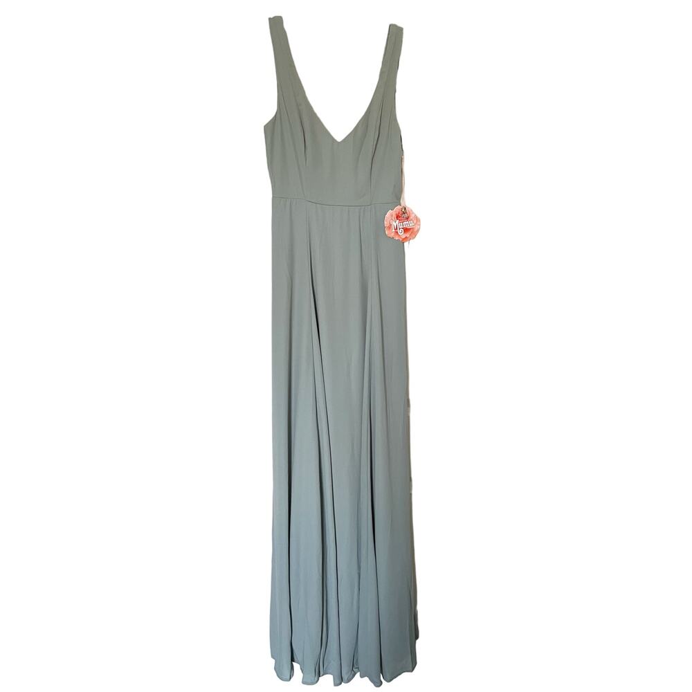 Show Me Your Mumu Chiffon Maxi Green Silver Sage Size XXS NEW